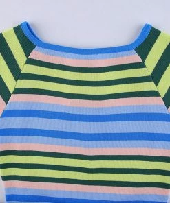 Own Saviour Striped Knitted Backless Dress