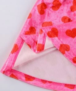 Own Saviour Pink Heart Velvet Mini Skirt