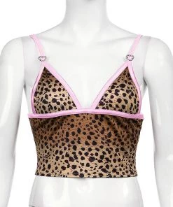 Own Saviour Tees + Tops Leopard Heart Rhinestone Crop