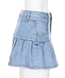 Own Saviour New In Denim Ruffle Mini Skirt