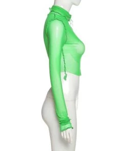 Own Saviour Sheer Turtleneck Contrast Crop