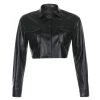 Own Saviour Tees + Tops Crop Faux Leather Shirt Jacket
