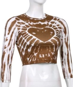 Own Saviour Tees + Tops Brown Heart Tie Dye Crop