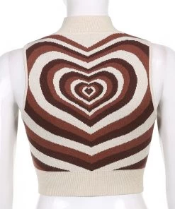 Own Saviour Red/Green/Brown Knit Heart Tank New In