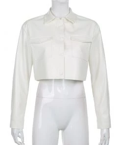 Own Saviour Tees + Tops Black/White Faux Leather Shirt Jacket