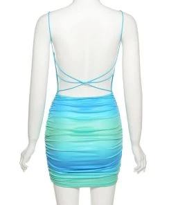 Own Saviour Tie Dye Stripe Backless Mini Dress