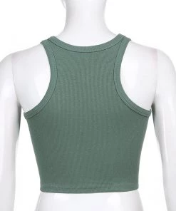 Own Saviour Tees + Tops Green Rib Tank Crop