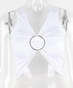 Own Saviour Tees + Tops White Ring V Crop