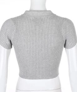 Own Saviour Tees + Tops Ribbed Button Crop