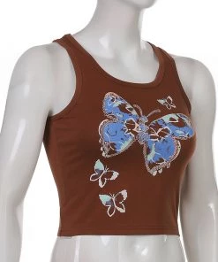 Own Saviour Brown Butterfly Tank Crop
