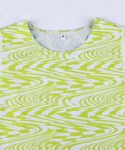Own Saviour New In Green Swirl Checkerboard Crop