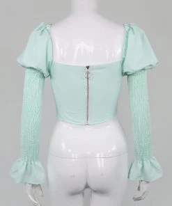 Own Saviour Puff Sleeve Ruched Crop Tees + Tops