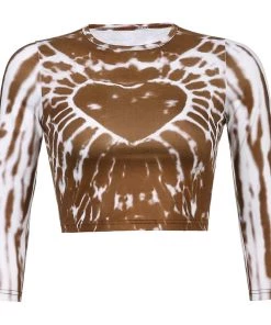 Own Saviour Tees + Tops Brown Heart Tie Dye Crop