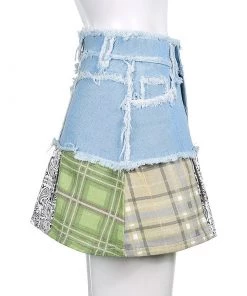 Own Saviour Paisley Bandana Patchwork Denim Skirt