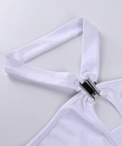 Own Saviour Tees + Tops White Y2K Cowl Crop