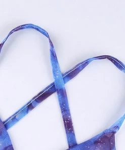 Own Saviour Tees + Tops Blue Backless Swirl Crop