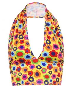 Own Saviour Rainbow Floral Halter Crop New In