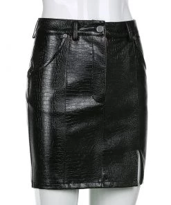 Own Saviour Faux Leather Croc Skirt