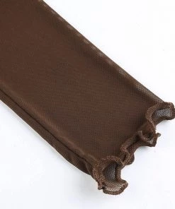 Own Saviour Brown Mesh Frill Crop New In