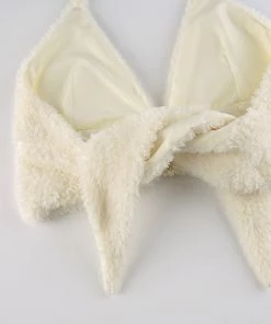 Own Saviour Cream Faux Fur Halter Crop New In