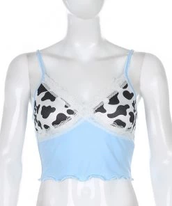 Own Saviour Cow Frill Cami Crop Tees + Tops