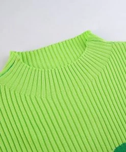 Own Saviour Green Heart Ribbed Sweater