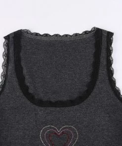 Own Saviour New In Rhinestone Heart Vest Crop