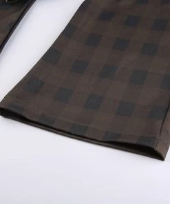 Own Saviour Brown Black Straight Plaid Pants
