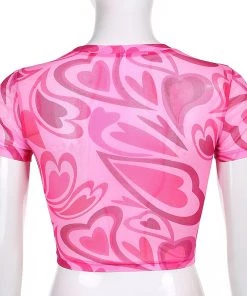 Own Saviour Pink Heart Mesh Crop