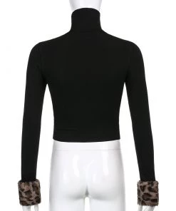 Own Saviour Leopard Faux Fur Turtleneck Top
