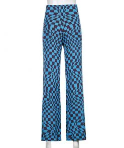 Own Saviour Blue Checkerboard Swirl Pants
