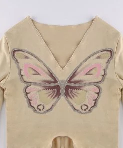 Own Saviour New In Butterfly Raw Hem Crop