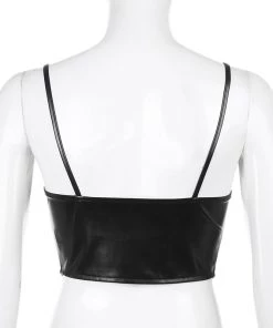 Own Saviour B/B/W Faux Leather Corset Cami