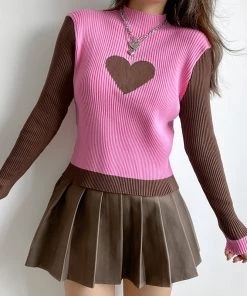 Own Saviour New In Pink Heart Ribbed Sweater