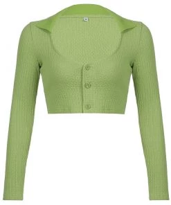 Own Saviour Green Button Crop New In
