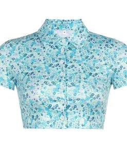 Own Saviour Tees + Tops Floral Button Crop Shirt