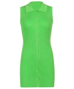 Own Saviour Neon Ribbed Knit Mini Dress