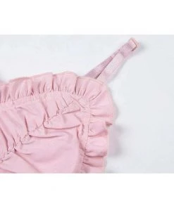 Own Saviour Tees + Tops Pink Ruched Lace Up Crop