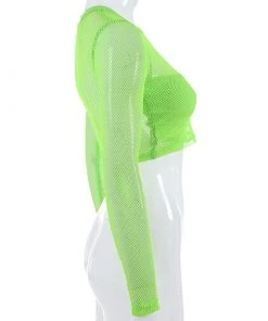 Own Saviour Neon Block Mesh Crop