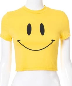 Own Saviour Yellow Smiley Crop Tee