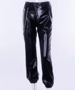 Own Saviour New In Faux Leather Chain Jogger Pants