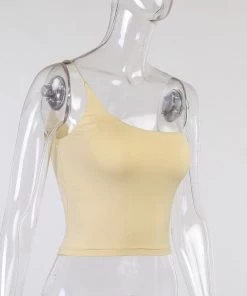 Own Saviour Tan String One Shoulder Crop