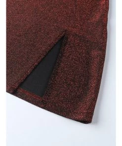 Own Saviour Red Shimmer Split Dress
