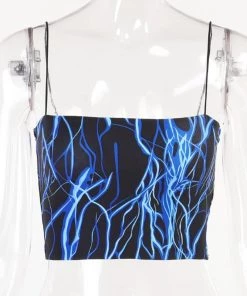 Own Saviour Blue Lightning Cami Crop Tees + Tops