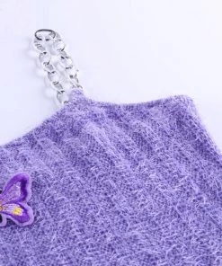 Own Saviour Purple Butterfly Knit Chain Crop