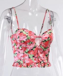 Own Saviour Floral Frill Cami Corset Crop