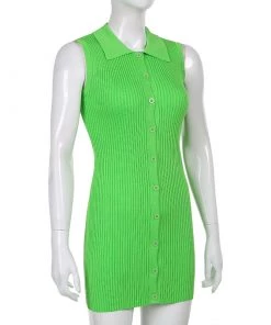 Own Saviour Neon Ribbed Knit Mini Dress