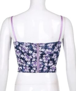 Own Saviour New In Purple/Red Floral Corset Crop