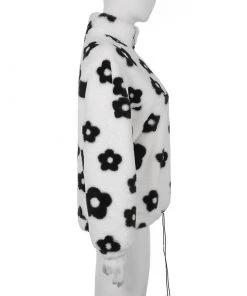 Own Saviour Flower Fuzzy Zip Up Sweatshirt New In