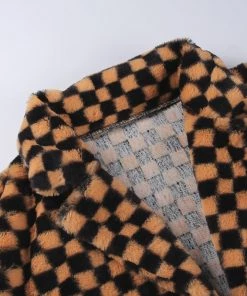 Own Saviour Checkerboard Faux Fur Jacket